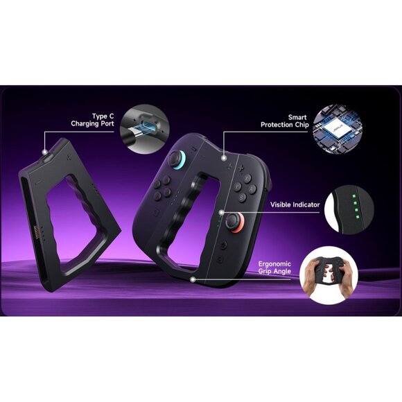 Portable Charging Grip for Switch 2 JoyCon Controller - Play While Charging - Picture 2 of 7